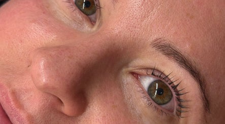 Close-up of expertly shaped brows at What the Fluff! Lashes & Brows, Nottingham, England, GB.