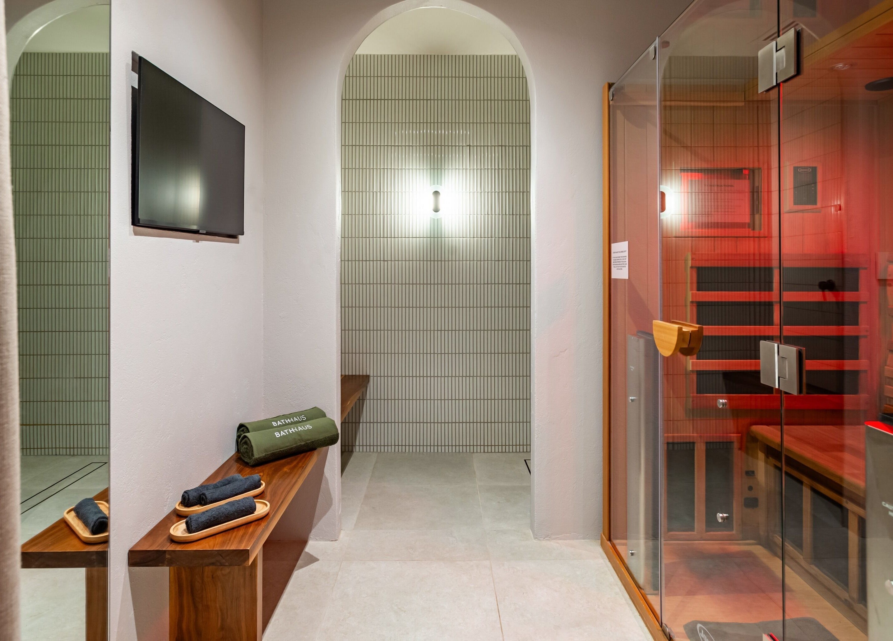 Sauna room at Bath Haus Cronulla, featuring a contemporary design in Cronulla, New South Wales, AU.
