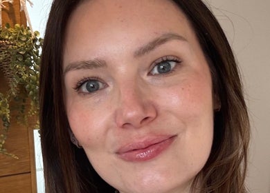 Close-up portrait at Laser Day Skin Clinic in Liversedge, England, GB with glowing skin.