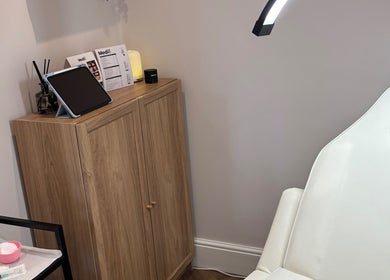 Tranquil treatment room at Laser Day Skin Clinic, Liversedge, England, GB with modern furnishings.