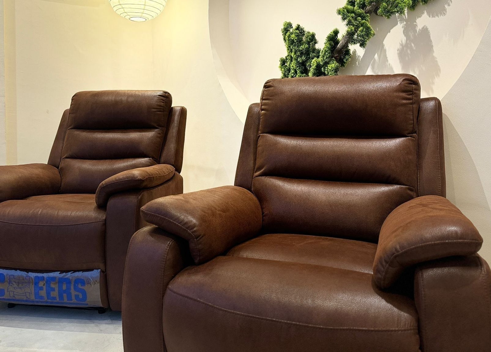 Luxurious leather chairs in The Present Spa, Bali, Bali, ID, offering comfort and relaxation.