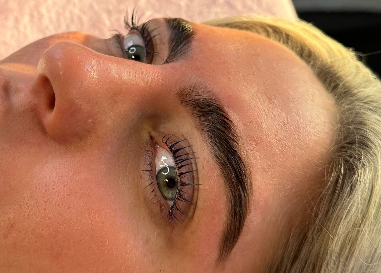 Close-up of perfectly shaped brows at Brows By Bailey, Bristol, England, GB showcasing expert eyebrow styling.