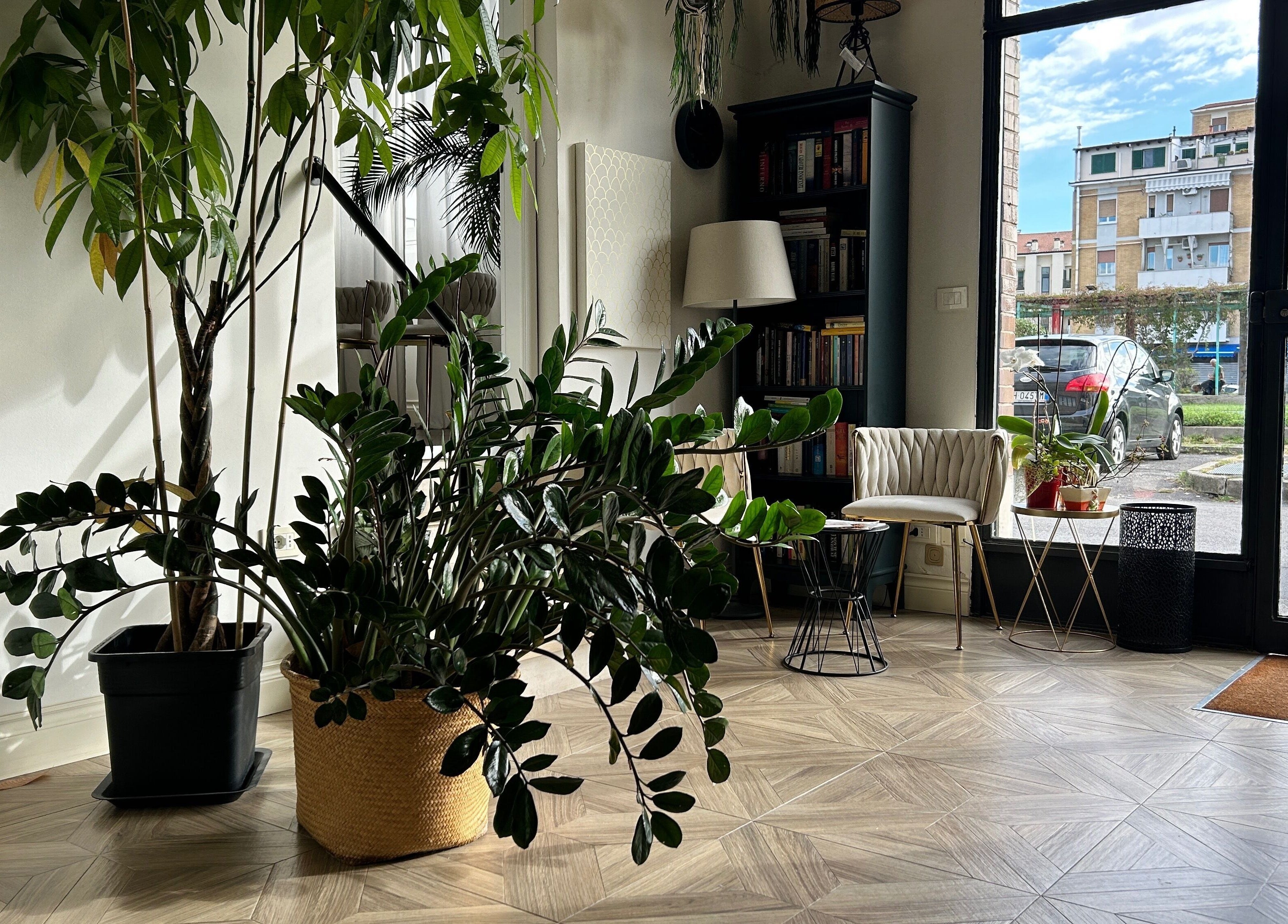 Interno di Gabriel beauty&relax a Milano, Lombardia, IT con piante rigogliose e arredi moderni.