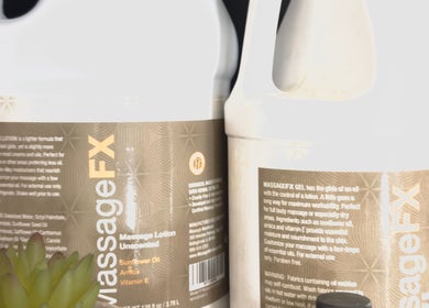 MassageFX bottles at Diamond Glow in Malden, Massachusetts, US, showcasing premium wellness products.