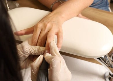 Nail care session at 8 Infiito Salon, Jeddah, Makkah Province, SA. Expert nail treatment enhancing beauty.