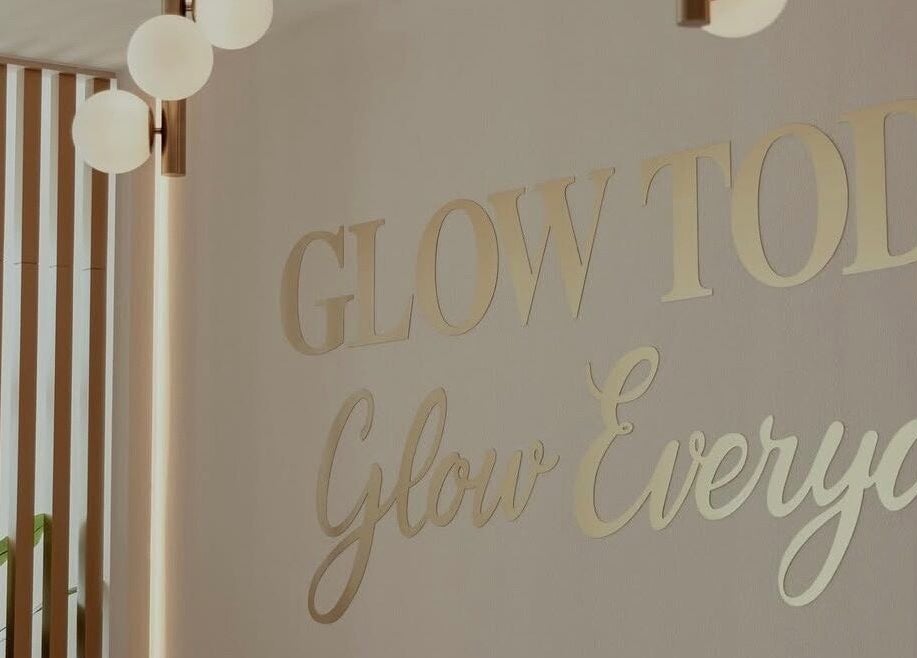 Elegant wall decor with 'Glow Today' at Glowing Beauty & Spa, Al Athaiba, Muscat Governorate, OM.