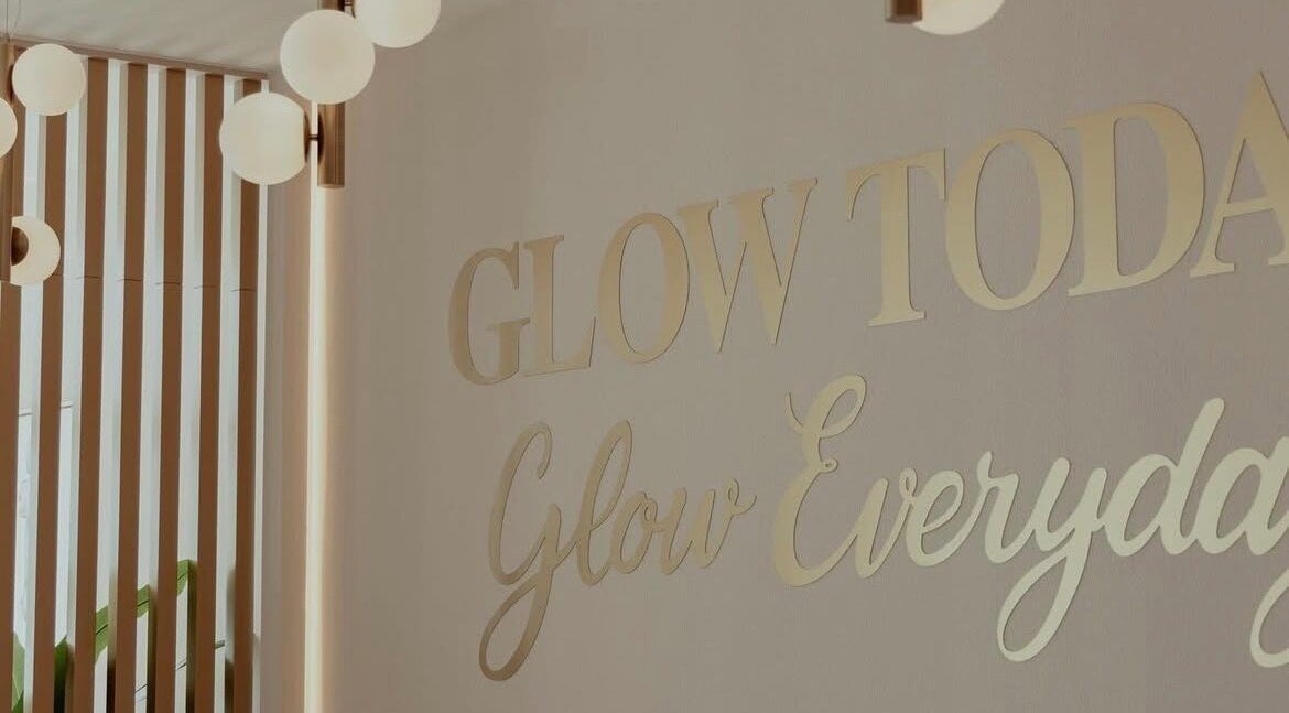 Elegant wall decor with 'Glow Today' at Glowing Beauty & Spa, Al Athaiba, Muscat Governorate, OM.