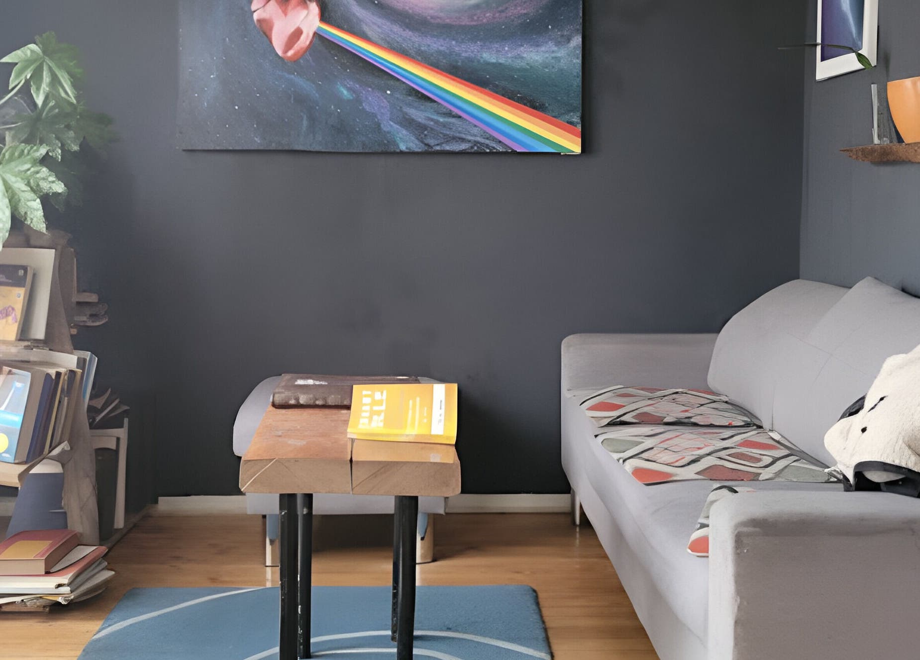 Sala de espera acogedora en Barberia Alquimista, San Pedro De La Paz, Bío Bío, CL con sofás y plantas.