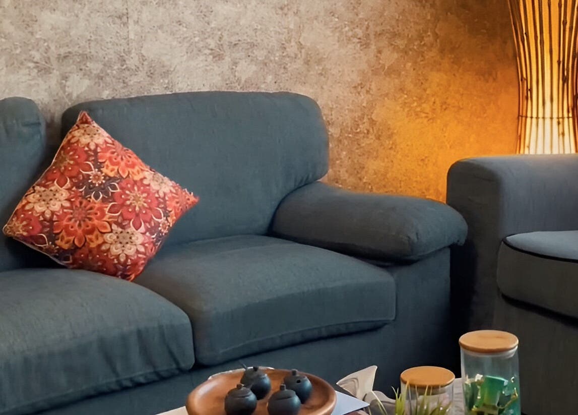 Relax in the cozy seating area at Spa Central Batam, Kepulauan Riau, ID, with elegant decor and warm lighting.