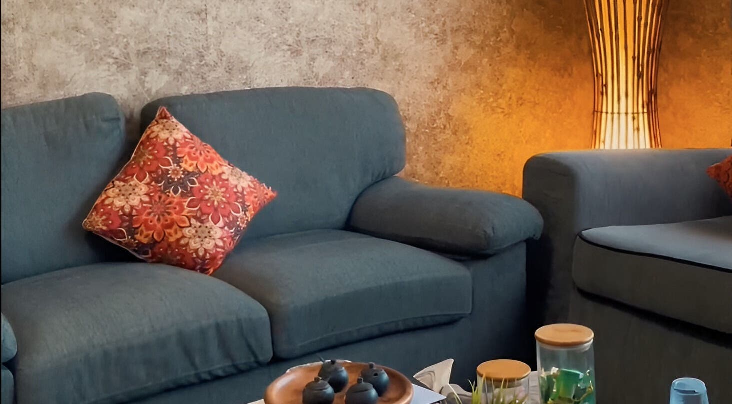 Relax in the cozy seating area at Spa Central Batam, Kepulauan Riau, ID, with elegant decor and warm lighting.