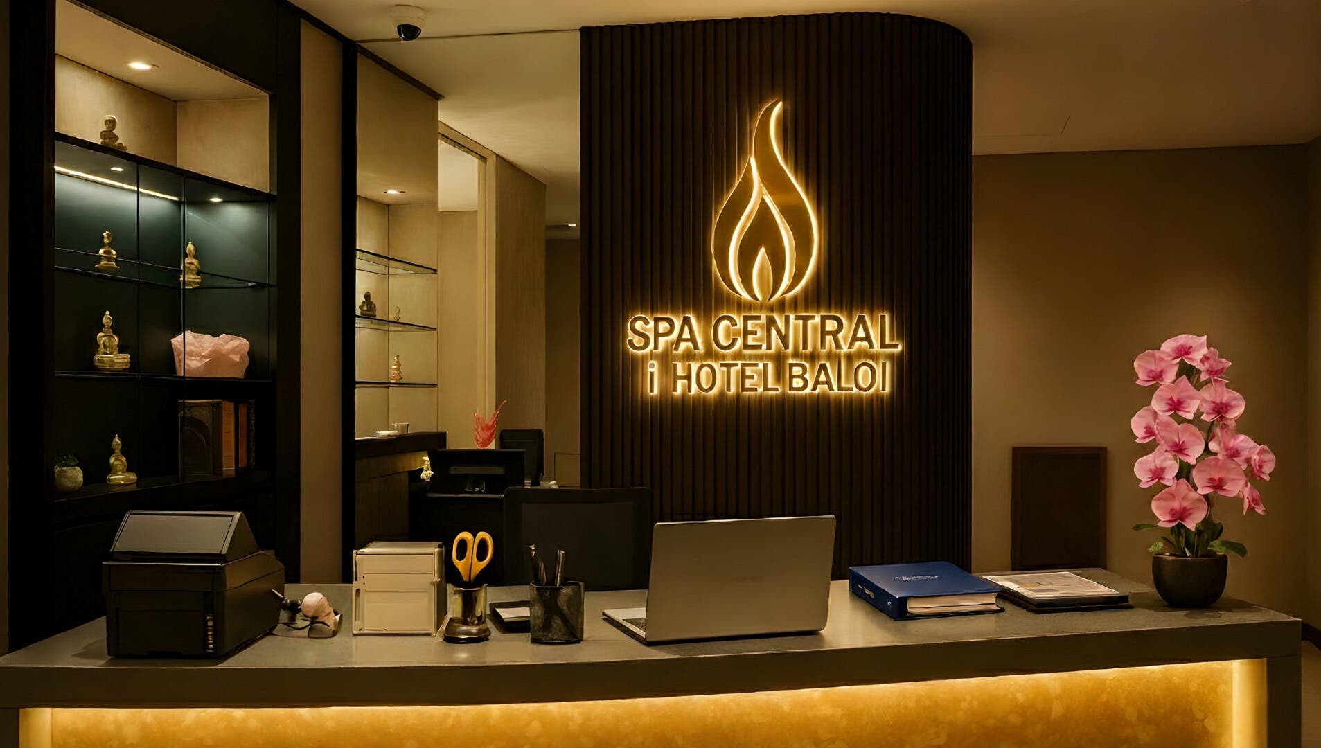Reception at Spa Central I Hotel Baloi with elegant decor, located in Kepulauan Riau, ID.