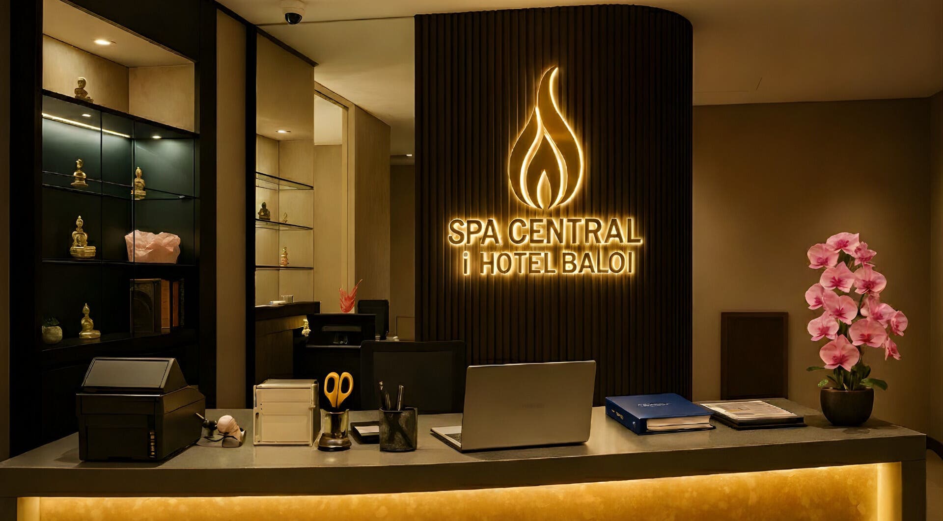 Reception at Spa Central I Hotel Baloi with elegant decor, located in Kepulauan Riau, ID.