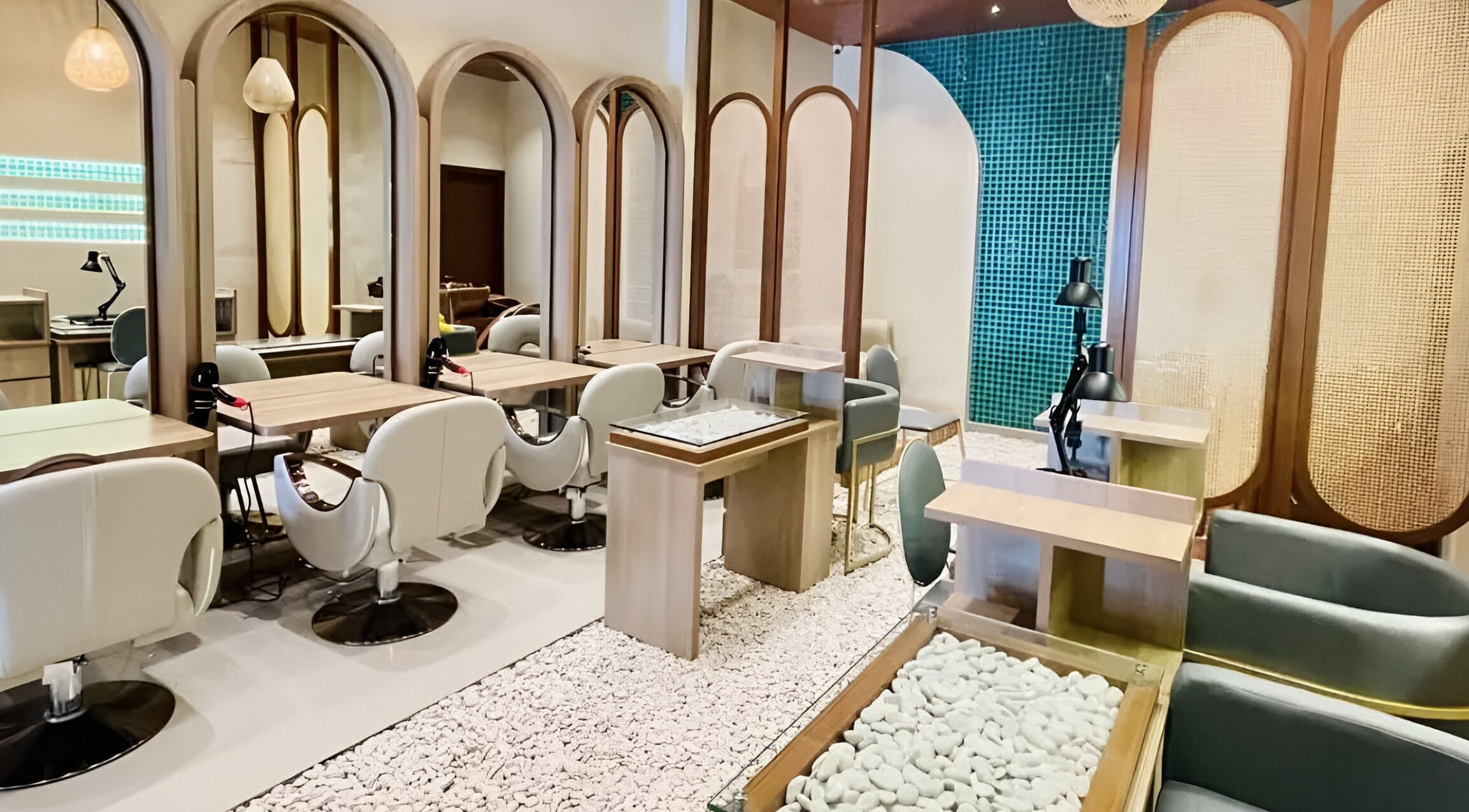 Modern salon interior at Spa Central Baloi in Kepulauan Riau, ID, showcasing sleek design and comfortable seating.