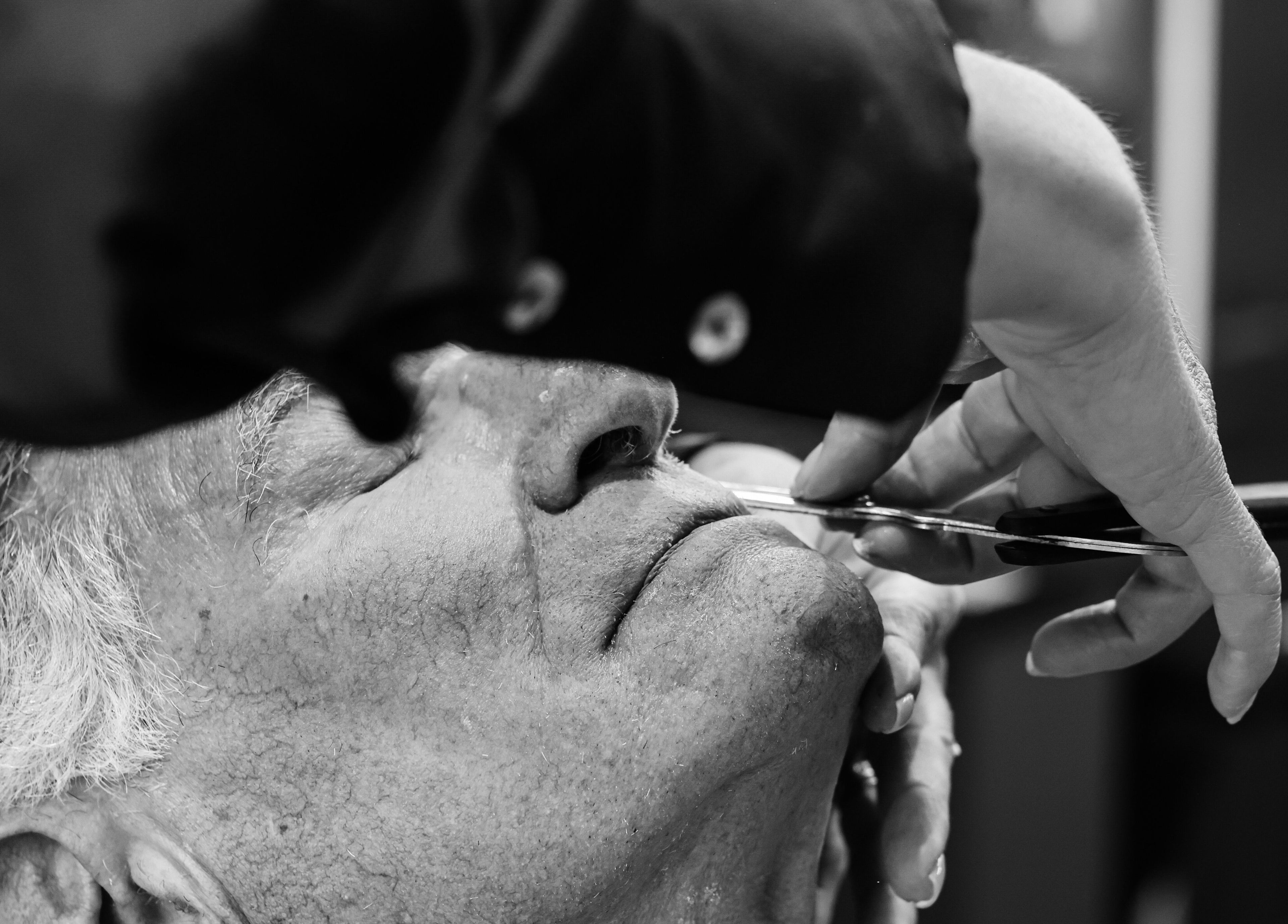 Close-up of a precise shave at Hairport, Bushey, England, GB, highlighting expert grooming services.