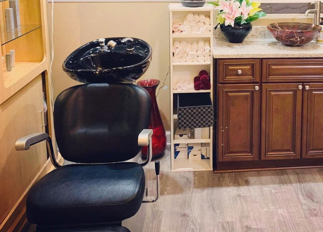 Elegant salon styling area at Eden of Ashburn Salon and Spa, Ashburn, Virginia, US.