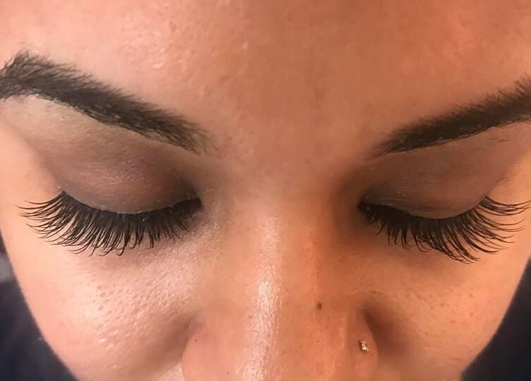 Close-up of eyelash extensions at Eden of Ashburn Salon and Spa in Ashburn, Virginia, US.