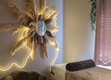 Relaxing spa room at Country Lashes in Warburg, Alberta, CA featuring elegant decor and cozy ambiance.
