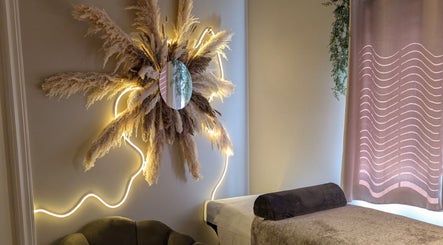Relaxing spa room at Country Lashes in Warburg, Alberta, CA featuring elegant decor and cozy ambiance.