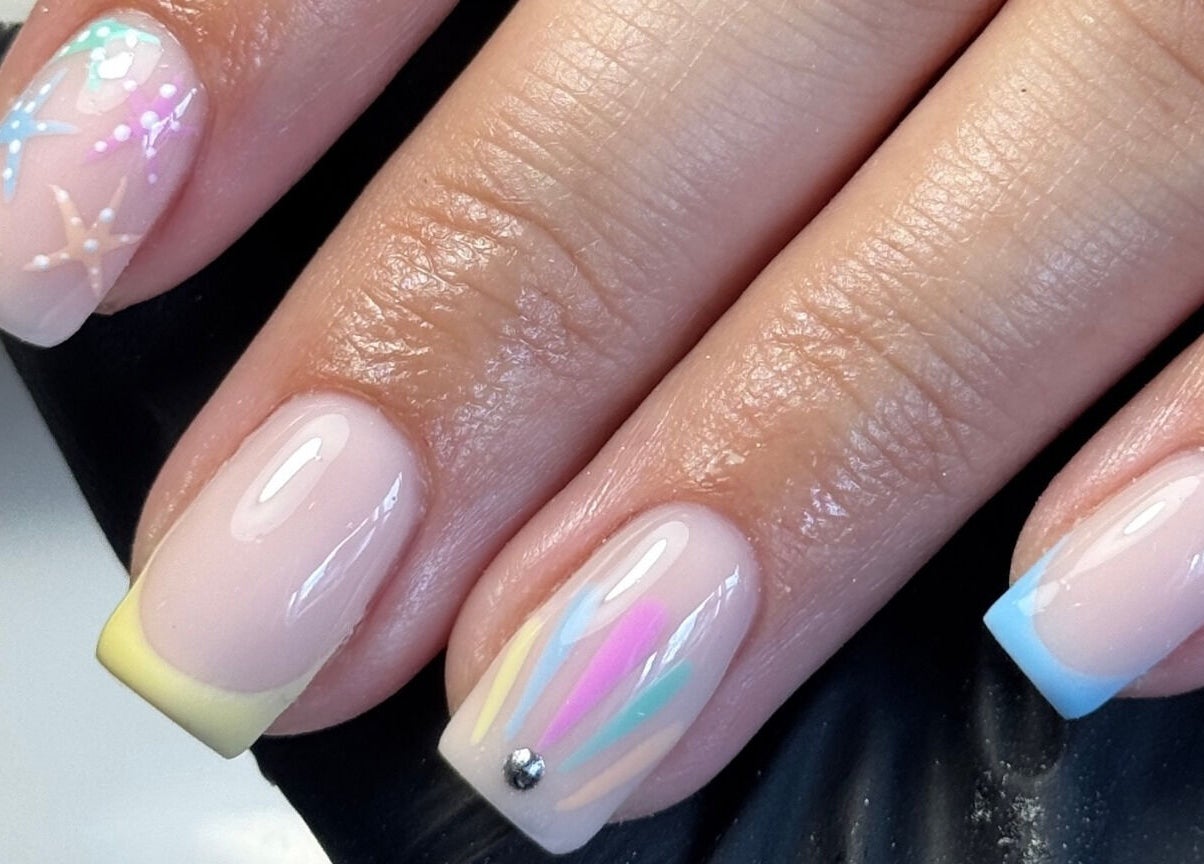 Colorful nail art at Ameliaelizabethnails, Stoke-on-Trent, England, GB.
