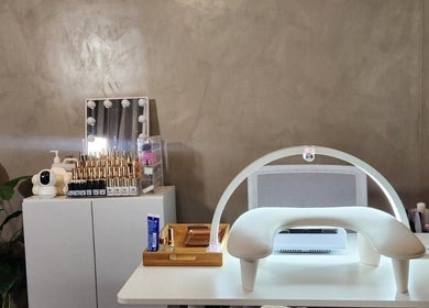 Nail station at Beauty by Vikky (Makeup & Nails) - Antipolo, Antipolo, Calabarzon, PH: elegant setup with products.