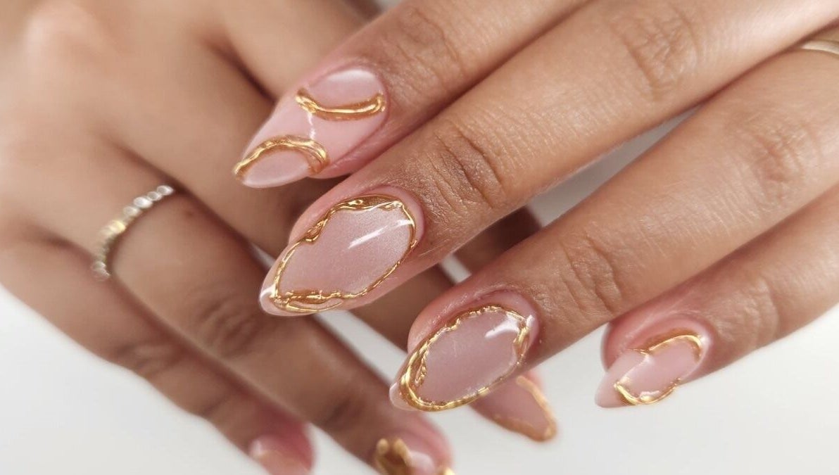 Stunning gold-accented nail art at Beauty by Vikky (Makeup & Nails) - Ortigas in Pasig, Metro Manila, PH.