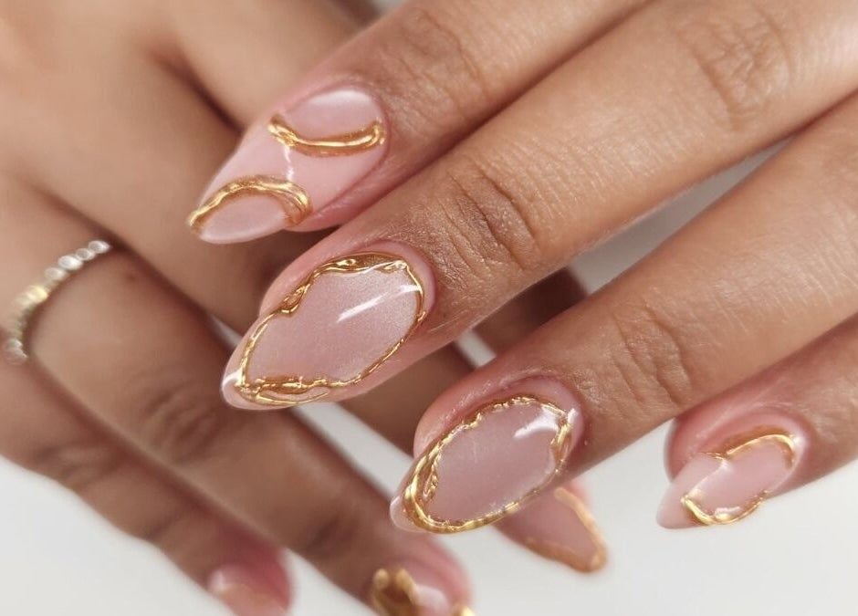 Stunning gold-accented nail art at Beauty by Vikky (Makeup & Nails) - Ortigas in Pasig, Metro Manila, PH.