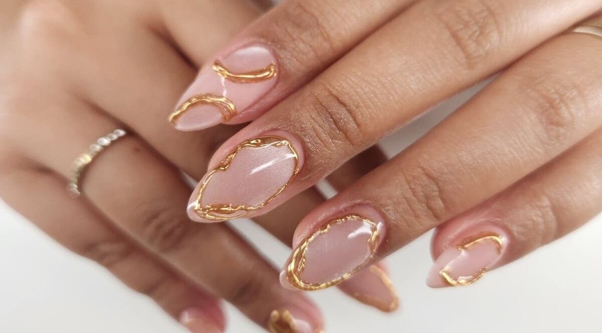 Stunning gold-accented nail art at Beauty by Vikky (Makeup & Nails) - Ortigas in Pasig, Metro Manila, PH.