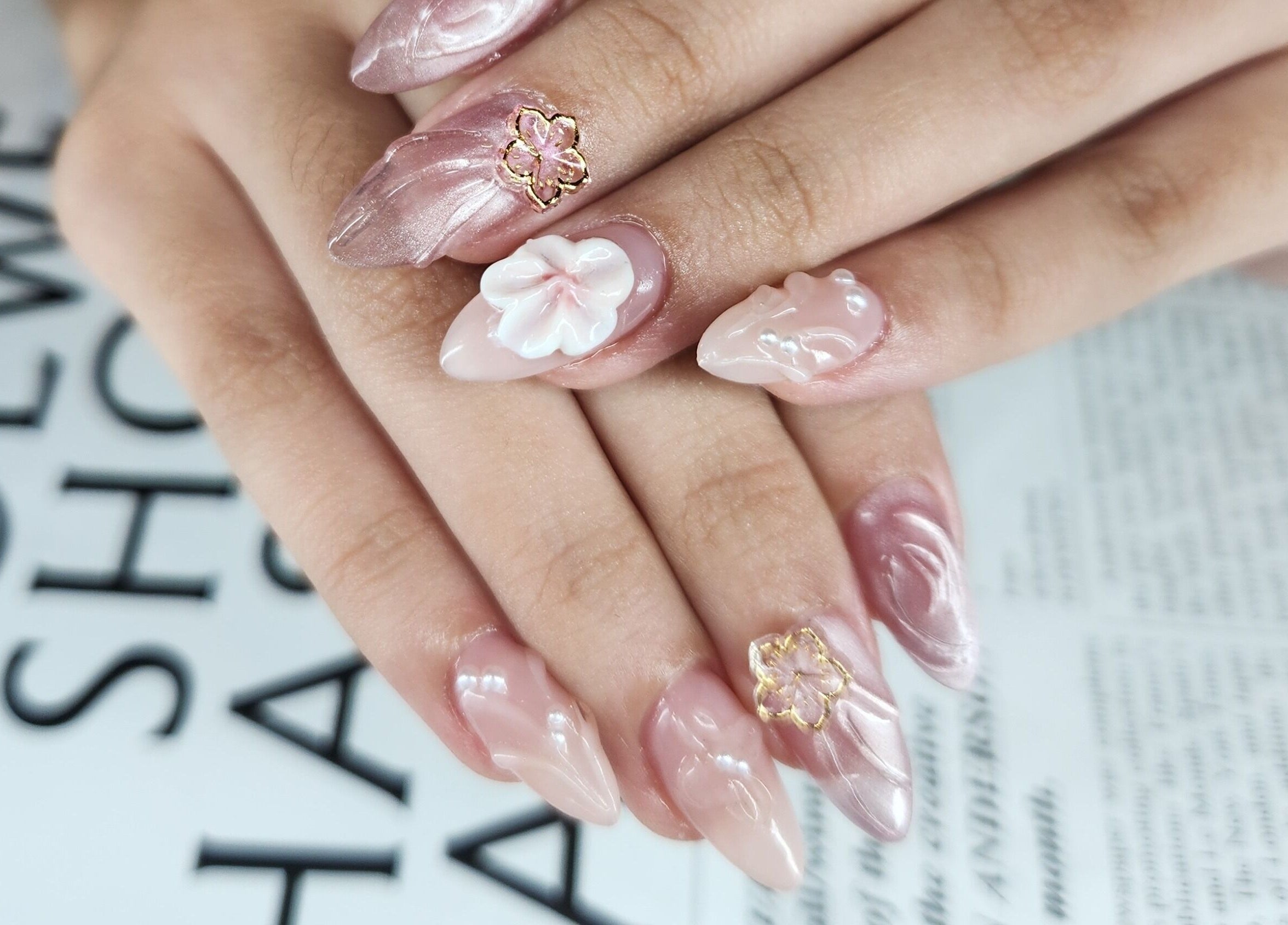 Intricate floral nail art at Beauty by Vikky (Makeup & Nails) - Ortigas, Pasig, Metro Manila, PH.