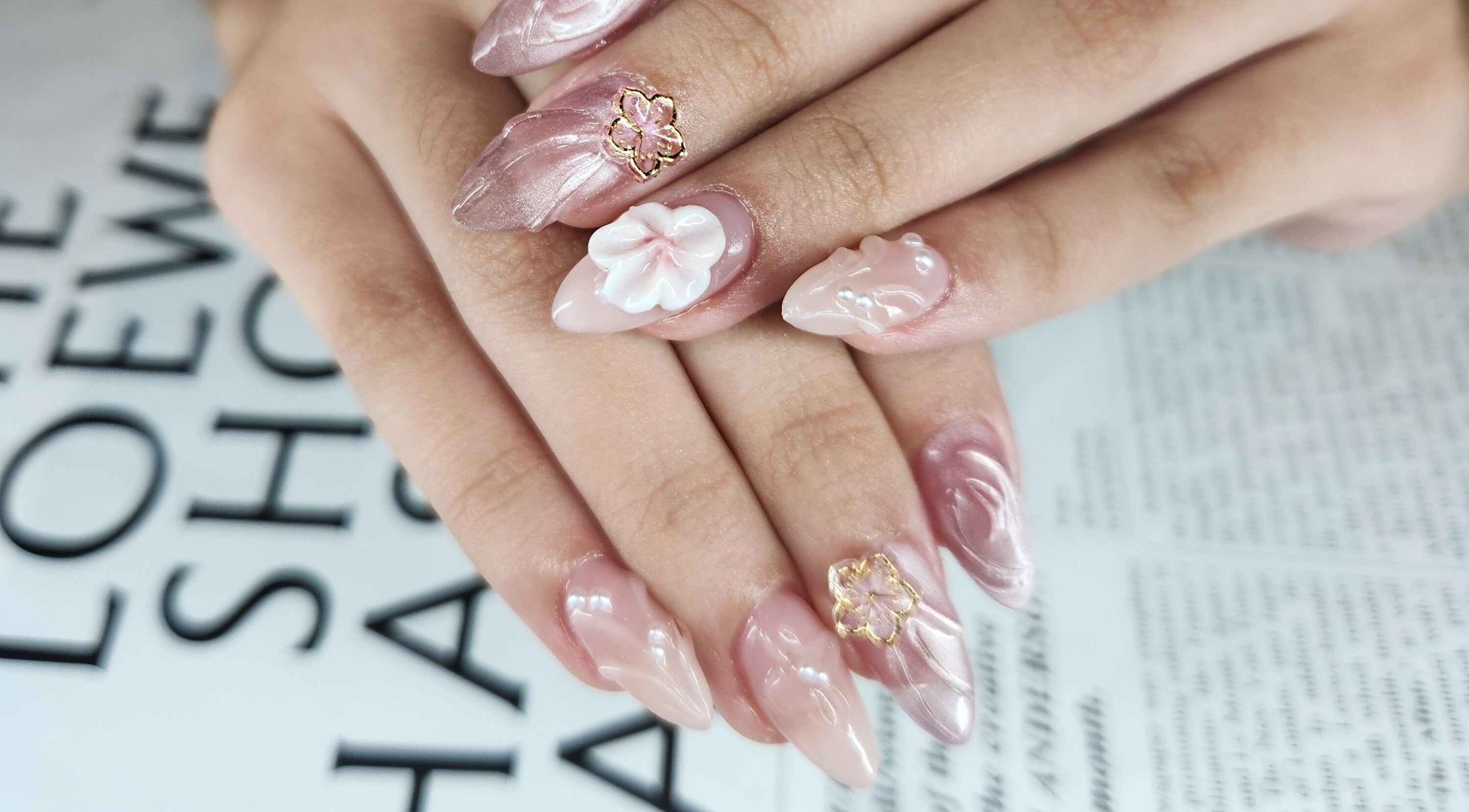 Intricate floral nail art at Beauty by Vikky (Makeup & Nails) - Ortigas, Pasig, Metro Manila, PH.