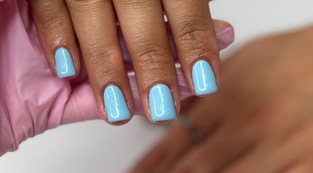 Azure blue nails at Beauty by Billie in Portsmouth, England, GB, showcasing expert manicure work.
