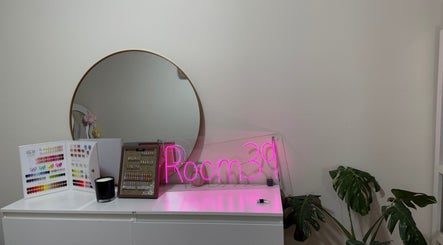 Nails.Room39 nail color samples and neon sign in Green Valley, New South Wales, AU.