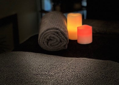 Relaxing massage setup with candles at Mk Massage Mk Pro Muscle Care, Bexley, New South Wales, AU.