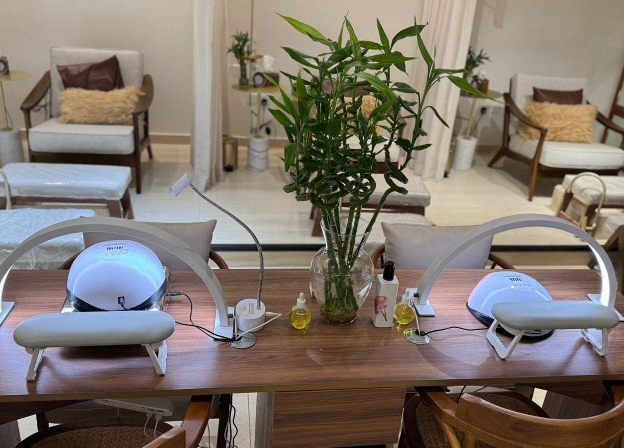 Elegant nail treatment setup at Rosoleen Beauty&Spa صالون روزولين, الرياض, Riyadh Province, SA.