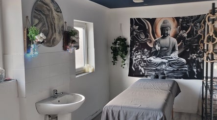 Calm massage room at Above & Beyond Beauty & Massage, Sutton-in-Ashfield, England, GB with serene decor.