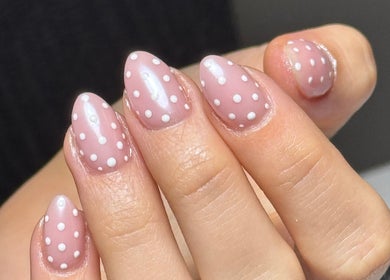 Polka dot nail art from Monca Nail Bar, Belmont, Western Australia, AU. Charming and stylish manicure.