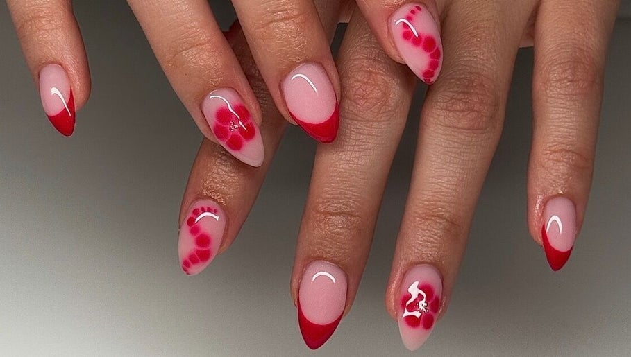 Stylish red and pink nail art at Monca Nail Bar, Belmont, Western Australia, AU perfectly showcases elegant designs.