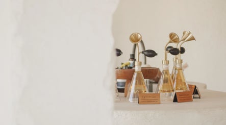 Elegant aromatherapy oils at Aetheria Natural Healing Spa, Canggu, Bali, ID, offering tranquility and luxury.