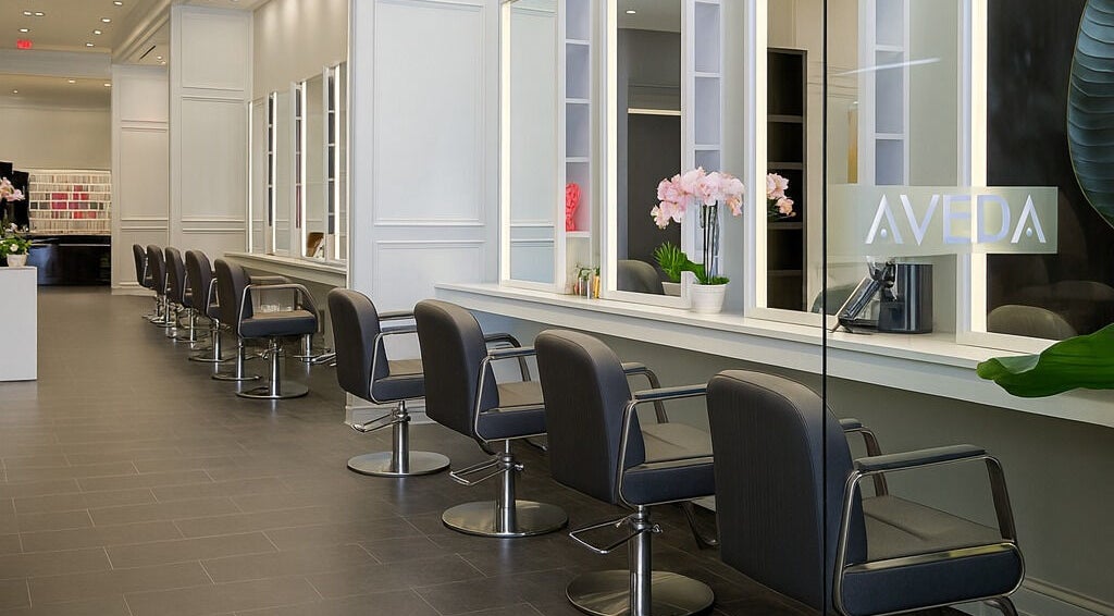 Elegant salon chairs at Bayside Salon and Spa, Toronto, Ontario, CA.