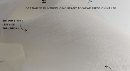 Nail fabric texture with text at Lys, Seremban, Negeri Sembilan, MY, offering press on nails.