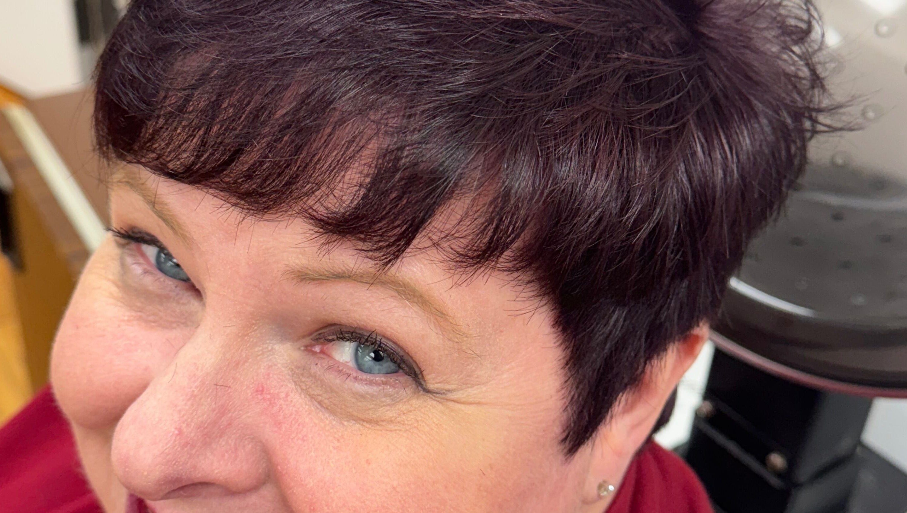 Close-up of a client's fresh hairstyle at Styles by Kyle Mobile in Nashville, Tennessee, US.