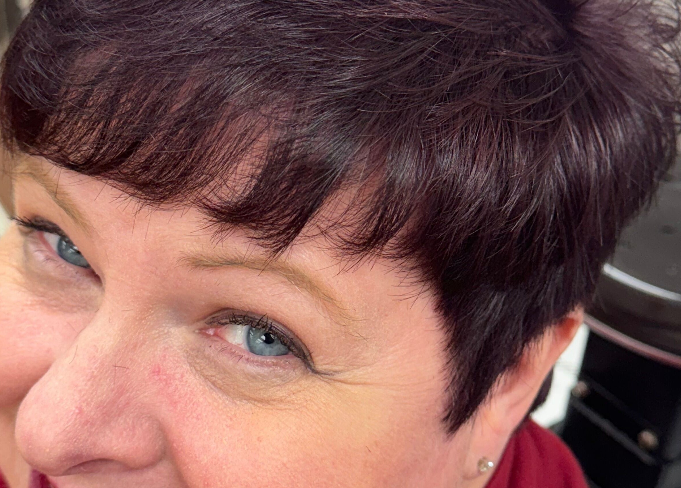 Close-up of a client's fresh hairstyle at Styles by Kyle Mobile in Nashville, Tennessee, US.