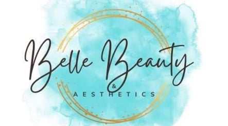 Belle Beauty logo with aqua watercolor, Perth, Scotland, GB. Elegant design complements beauty and wellness.