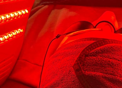 Infrared therapy session at Lash Lift Goddess, Burnaby, British Columbia, CA, promoting wellness and relaxation.