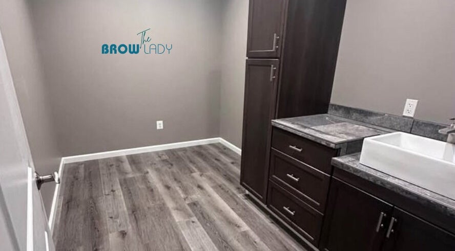Modern interior at The Brow Lady - Allentown featuring elegant cabinetry and flooring in Allentown, Pennsylvania, US.