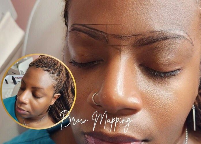 Detailed brow mapping at The Brow Lady - Allentown, enhancing natural beauty in Allentown, Pennsylvania, US.