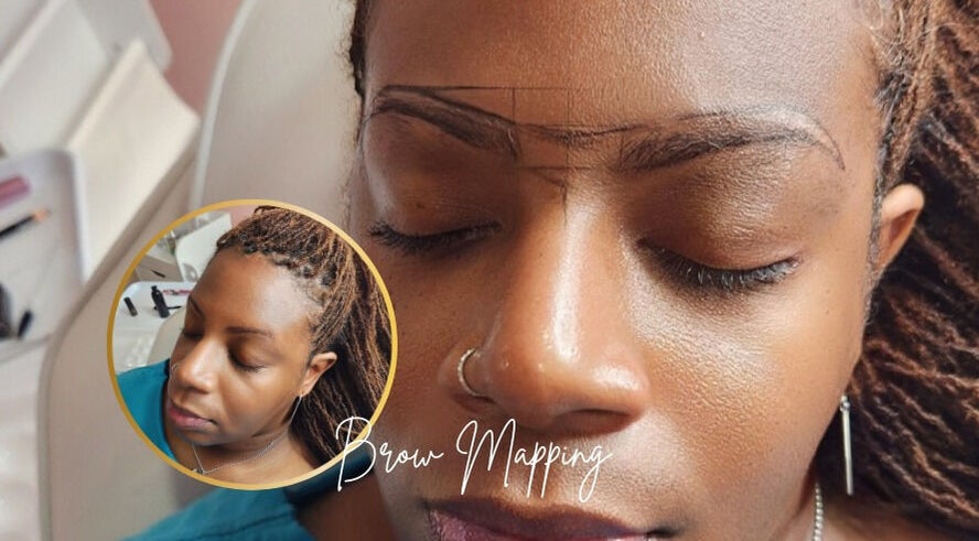 Detailed brow mapping at The Brow Lady - Allentown, enhancing natural beauty in Allentown, Pennsylvania, US.