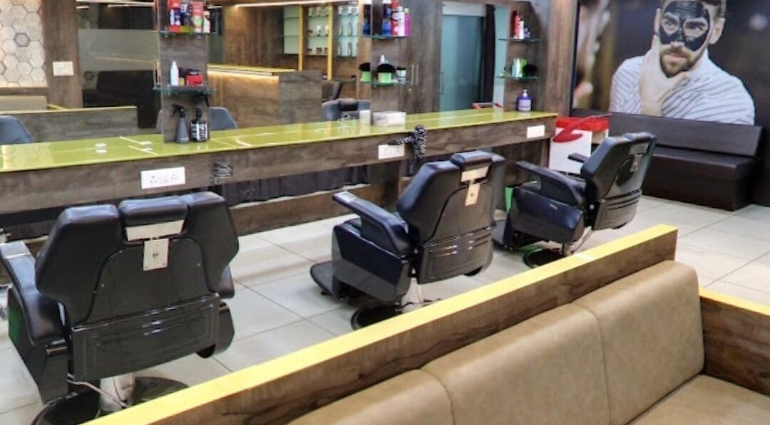 Modern interior of Eklipz Men's Salon - Rajkot featuring sleek chairs in Rajkot, Gujarat, IN.