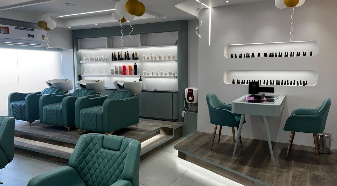 Modern interior of Eklipz Ladies Salon - Morbi, featuring chic seating and shelves in Morbi, Gujarat, IN.