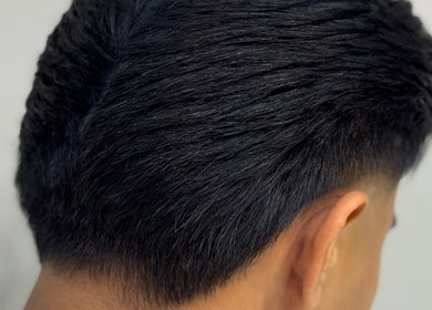 Close-up of a sleek haircut at Funkyfringe by Joey The Barber, Tanjung Kling, Malacca, MY.