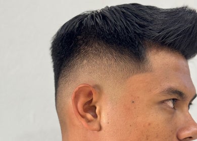 Close-up of a fresh taper cut at Funkyfringe by Joey The Barber, Tanjung Kling, Malacca, MY.
